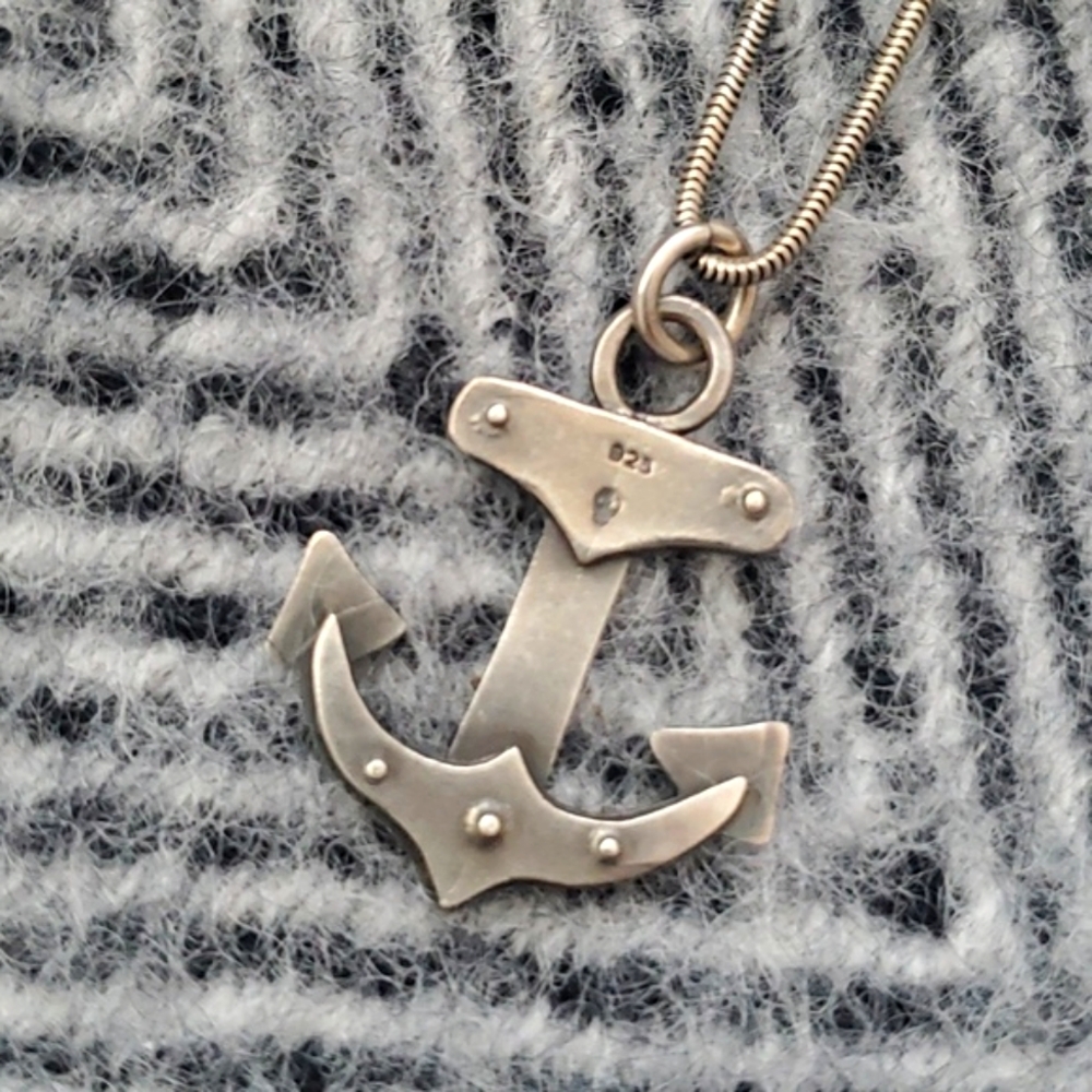 Missy Industry Sterling Silver Anchor Necklace – 2000s Handmade